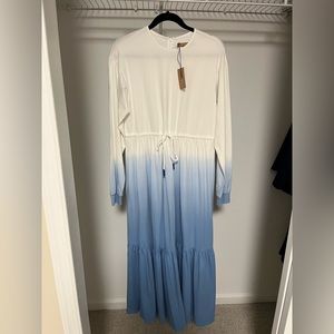 Ombré blue and white drawstring dress